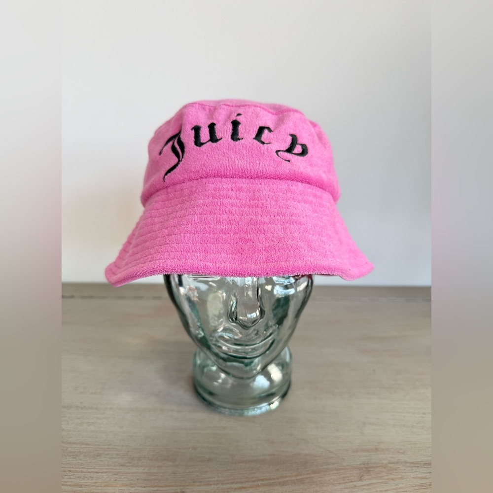 Juicy Couture X Forever 21 Pink Terry Bucket‎ Hat Black Logo Beach Summer